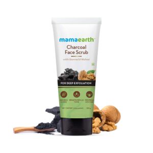 Mama Earth Charcoal Face Scrub For Oily Skin and Normal skin, with Charcoal and Walnut for Deep Exfoliation, 100g