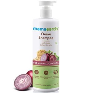 Mama Earth Onion Shampoo with Onion and Plant Keratin for Hair Fall Control, 400ml