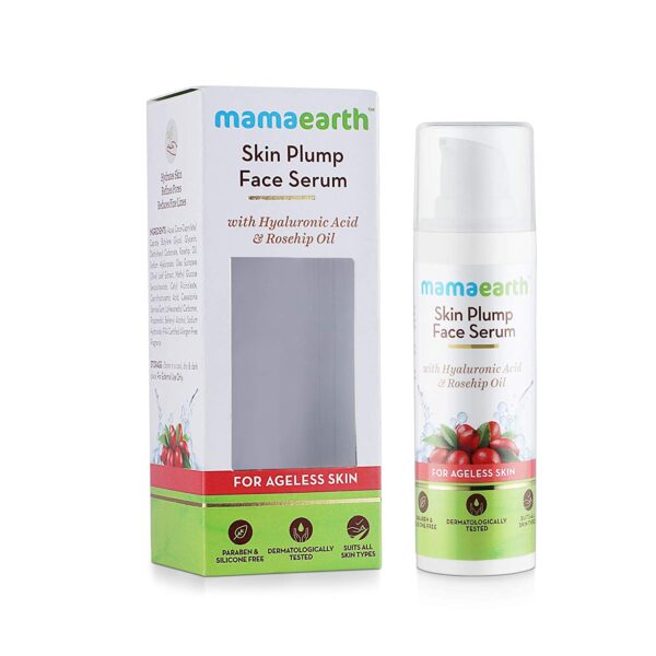 Mama Earth Skin Plump Serum For Face Glow, with Hyaluronic Acid and Rosehip Oil for Ageless Skin