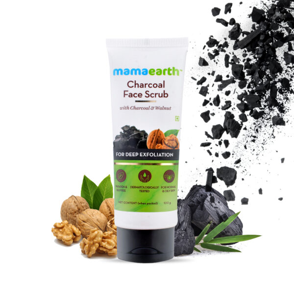 Mama Earth Charcoal Face Scrub For Oily Skin and Normal skin, with Charcoal and Walnut for Deep Exfoliation